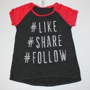 It Closet Mini Girl's # Like Share Follow Short Sleeve Top size 10